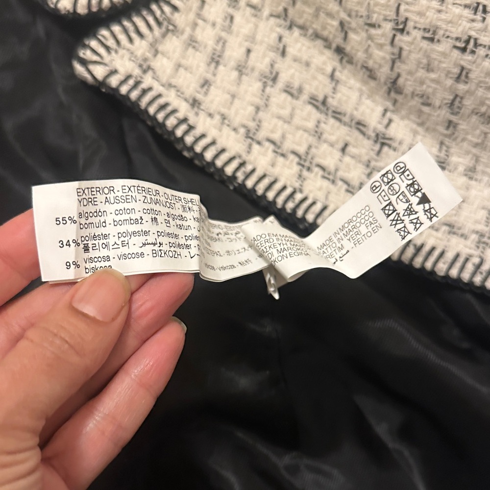 ZARA WOMAN NWT DOUBLE BREASTED TEXTURED WEAVE JACKET ECRU BLACK - Picture 4 of 7